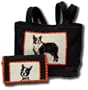 Claws Collection Needlepoint Boston Terrier Quilted Tote Bag Purse and Wallet Set Qt-w-314