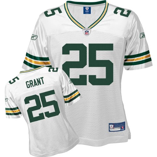 Reebok Green Bay Packers Ryan Grant Women's Replica White Jersey Large