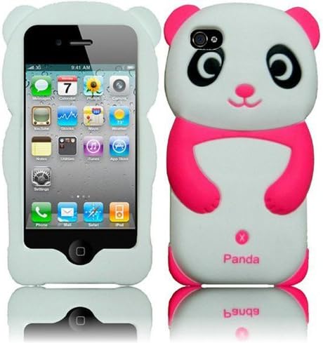Cute Panda Baby Skin Soft Case Back Cover for Apple iPhone 4 4S Silicone Hot Pink