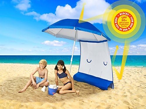 SUPERIOR SUN PROTECTION: Ultra LIGHTWEIGHT ezShade 6' Beach/Garden/Sport Umbrella & Sunshield Combo (Award Winning & Patented) UPF 50+ Blocks 99% UVA/UVB, DOUBLES Your Shade and Keeps You COOLER!