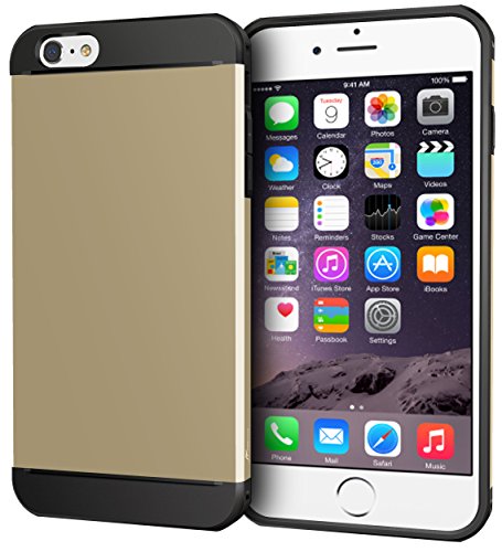 iPhone 6s Plus Case, Apple iPhone 6s Plus, rooCASE [Exec Tough] Slim Fit Case Protective PC / TPU [Corner Protection] Armor Cover Shock Resist Rugged Protective Case for iPhone 6 Plus - Gold