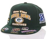 Green Bay Packers NFL Reebok Super Bowl Rings Fitted Hat Brett Favre Vince Lombardi Green Yellow...
