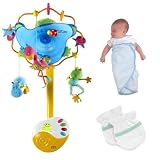 Tiny Love Nature's Serenade Mobile with The First Years 2 Pack Swaddler Blue and 2 Pack No Scratch Mitts Baby Bundle