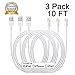 Cablex(TM)3PCS 10FT 8 Pin to USB Extra Long Lightning Syncing and Charging Cable Cord Wire for iPhone 6/6s/6 plus/6s plus, 5c/5s/5, iPad 4 Mini Air iPod Nano 7 iPod Touch 5( White)
