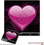 Sony PS3 Slim Skin - Glass Heart Grunge Hot Pink