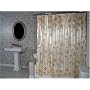 Penny Satin Stripe Fabric Shower Curtain with Attached Valance