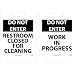 NMC FS22 Double Sided Floor Sign, "DO NOT ENTER RESTROOM CLOSED FOR CLEANING - WORK IN PROGRESS", 12" Width x 20" Height, Corrugated Polyethylene, Black on White