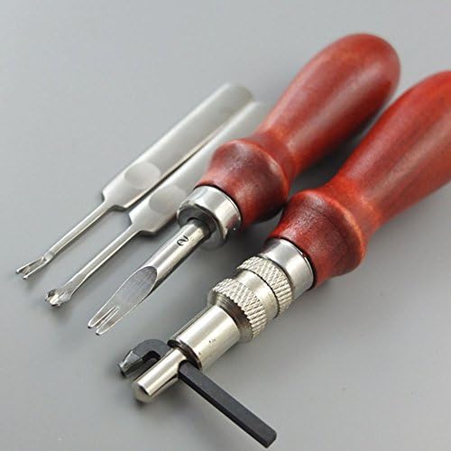 Bluemoona 13 Pcs - Leather Craft Hand Sewing Tool Kit Awl Punch Groover Skiving Knife
