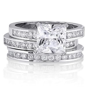 Sterling Silver Ring Princess Cubic Zirconia CZ Stackable Engagement Ring - Ideal Gift For Mother Day, Anniversary, Engagement, Wedding, Birthday, For Her