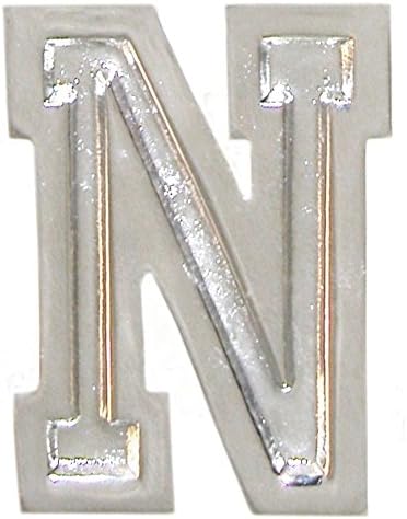 1 7/8" Initial Varsity Letter Ring, Quality Made in Usa, Adj. Size 10+, Huge! Ours Alone!, N in Silver Tone