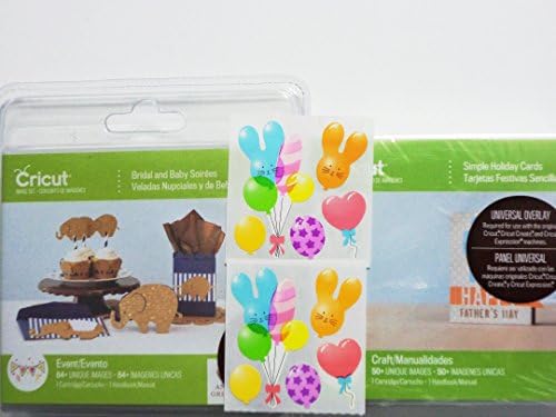 Cricut Bridal and Baby Soirees + Simple Holiday Cards + Sandylion Balloons stickers 3 Piece Cricut Cartridge and Sticker Craft Bundle for Scrapbooking