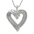 Sterling Silver Diamond Heart Pendant Necklace (1 cttw, J Color, I3 Clarity), 18"