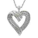  : Sterling Silver 1 cttw Diamond Heart Pendant, 18"