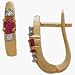 10 Karat Yellow Gold Ruby Gemstone & Diamond Earrings