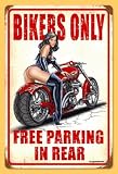 11x17 Biker Parking Free Parking in Rear Pinup Girl Motorcycle Vintage Metal Sign