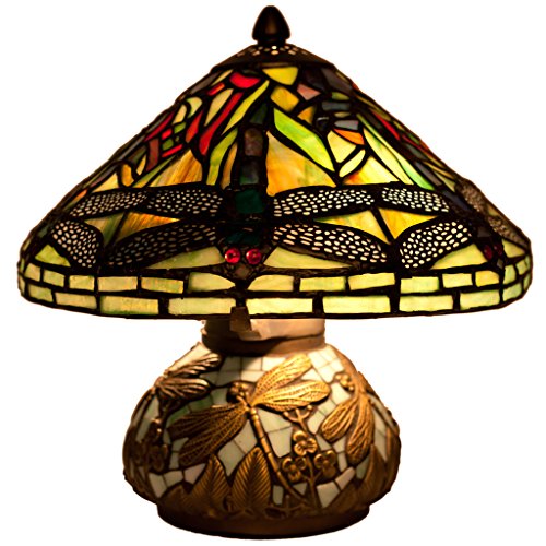 River of Goods 9578 Stained Glass Tiffany Style Yellow Mini Dragonfly