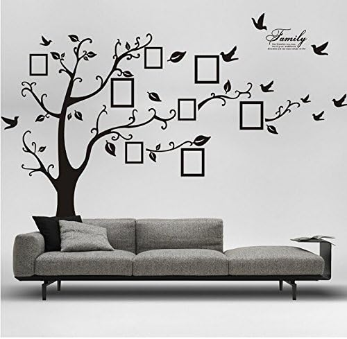 Size 50x70cm 19.5x27.3inches Hotsale Removable Tree Birds Wall Stickers Room Decals Wall Art Wallpaper Black Wallpaper (Color: Black)