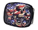 Black Leather American Flag Skull Belt Buckle Barb Wire Unique Metal New Cool