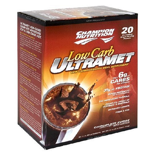 Champion Nutrition UltraMet Low Carb Low Carbohydrate Meal Supplement, Chocolate Fudge, 2-Ounce Packets (Pack of 20)
