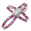 Silver Cubic Zirconia Cross Pendants, Size: 33mm (1.3 inches)