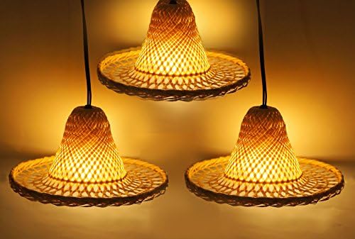 Exotic Elegance Set of 3 Medium Size Mexican Hat Lamp Shade Made of Woven Bamboo (Medium Size 9").