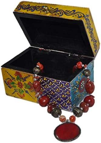 Treats of India- Designer multi color utility box , Jwellery box hand crafted by Indian artisans, Ornate, Beautiful, Ethnic and Stylish, Thoughtful Gift- 15*10*10 cm Showpiece