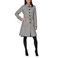CoffeeShop Classic Houndstooth Fitted Long Coat - White/Black