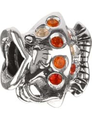 Authentic Chamilia Silver Orange & White CZ Angel Fish Charm - Retired