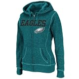 NFL Women's Philadelphia Eagles Deep Post Long Sleeve Fullzip Marled Fleece Hoody (Marine Green/White, X-Large)