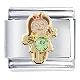 August Peridot Color Girl Child Baby Birthstone Italian Charm