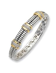 SS/14k Diamond Bangle