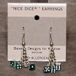 3 dice, 5mm Dice Dangler Earrings, Translucent Emerald w/White
