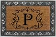 Monogram Coir Doormat Insert with Rubber Base Frame - P Monogram Coir Doormat Insert with Rubber Base Frame - P