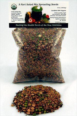 5 Part Salad Sprout Mix - Certified Organic Sprouting Seed: Radish, Broccoli, Alfalfa,... by Living Whole Foods