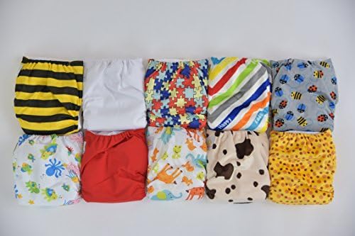 10 Pack Pocket Cloth Diapers with 20 Inserts (2 Inserts Per Diaper)-unisex