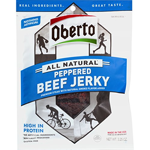 Oberto All Natural Peppered Beef Jerky, 3.25 Ounce Bag (Pack Of 4)