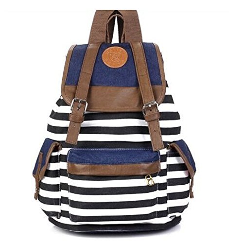 Eforstore New Unisex Canvas Backpack School Bag Vintage Stripe College Laptop Bags Rucksack for Teens Girls Boys Students Outdoor Travel with 1 Pc Eforstore Red Lucky Charms