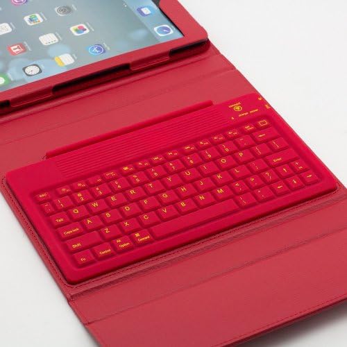 [Clearance Sales] TPCROMEER New Wireless Bluetooth Silicone QWERTY Keyboard Stand PU Leather Case Cover For Apple iPad Air iPad 5 - Red