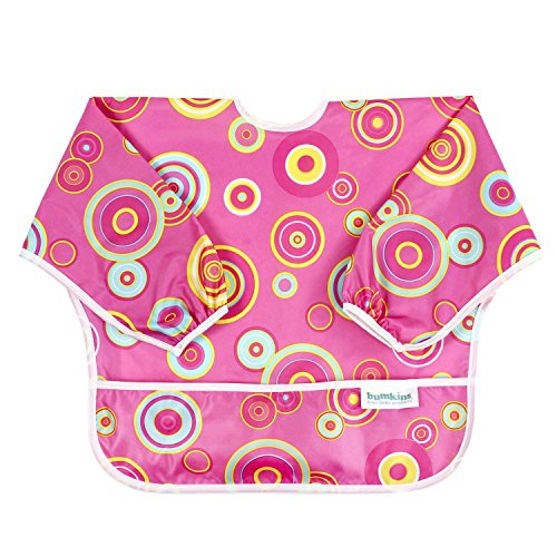 Bumkins Waterproof Sleeved Bib, Pink Fizz
