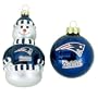 NEW ENGLAND PATRIOTS Mini Blown Glass Team Logo CHRISTMAS ORNAMENT SET (Snowman & Glass Ball)