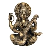 Collectible Figurines Hindu Religious Statue Brass Sculpture of Goddess Saraswati 6 inches