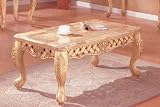 Traditional Coffee Table in Antique White Finish with Marble Top By Coaster Furniture