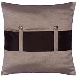 EXP Decorative Handmade Silver & Black Thai Silk Cushion Cover / Pillow Sham