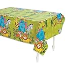 Zoo Animal Tablecloth - Plastic. 108" x 54"
