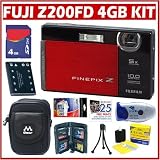 Fujifilm Fuji FinePix Z200fd 10 MP Digital Camera (Red & Black) + 4GB Deluxe Accessory Kit