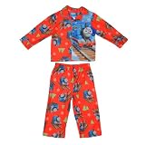2 PCS SET: Boys Or Girls Thomas & Friends Fleece Sleepwear Pajama Top & Pants Set - Orange & Blue