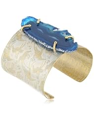 Mercedes Salazar "Fiesta" Handmade Thick Enamel Agate Stone Cuff Bracelet, 6"