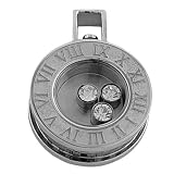 Astonishing Roman Numerals W/ Cz Stone Stainless Steel Round Pendant 1.2 Inch