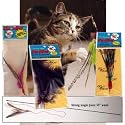 Da Bird Super Pack (Includes 1 Da Bird Original 36" Single Pole Cat Toy, Feather Refill, Sparkly Attachment, Kitty Puff Attachment, and Peacock Feather)