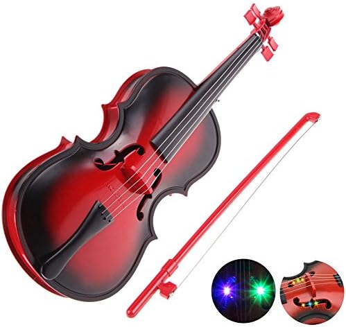Kids Led Simulation Violin Earlier Childhood Music Instrument Toy For Children, Made from ABS Plastic with wooden effect, 12*4.72*1.77in